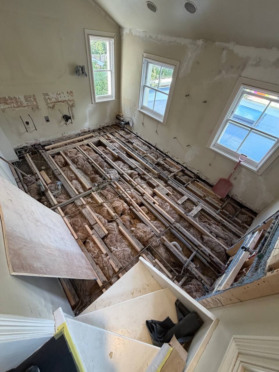 From the stairs, before
